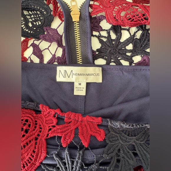 Neiman Marcus Floral Lace Overlay Sheath Dress Medium‎ - Picture 5 of 7